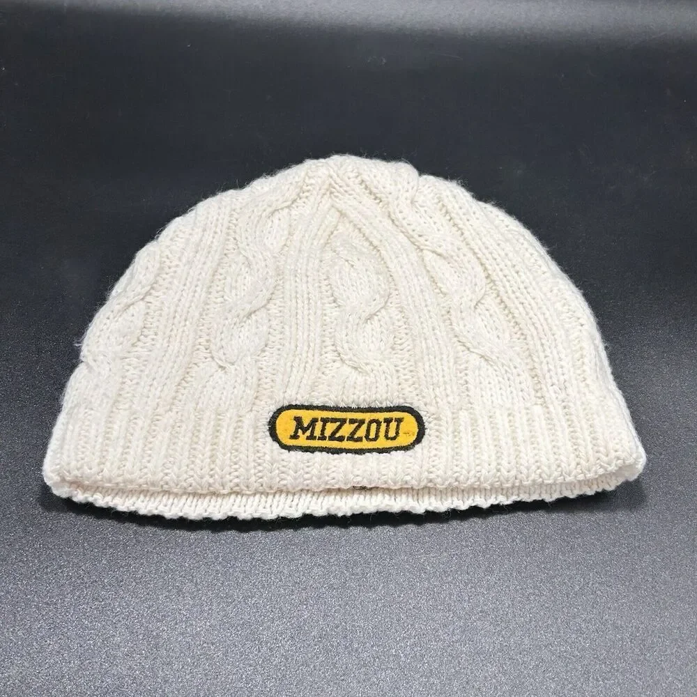 Mizzou Beanie Unisex One Size White Cable Knit Pull On Legacy Athletics